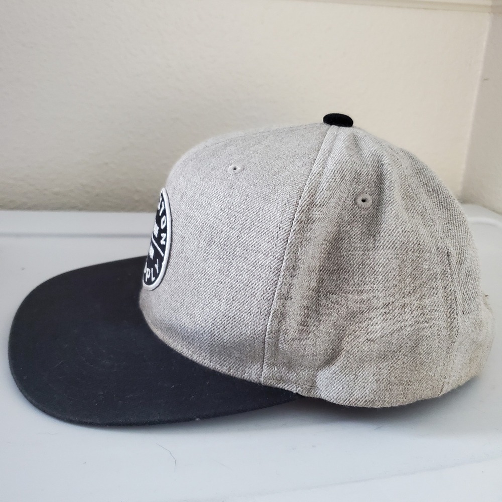 Brixton Trade Mark Supply Snapback Hat Gray Black Two Tone Wool Blend Cap - Picture 3 of 14